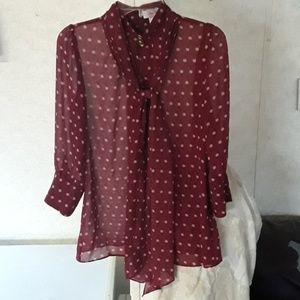 Freeway 3 button top sheer with scarf detail